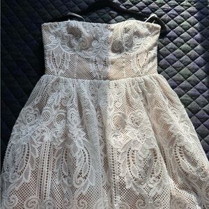 Dress the Population White Lace Strapless Dress